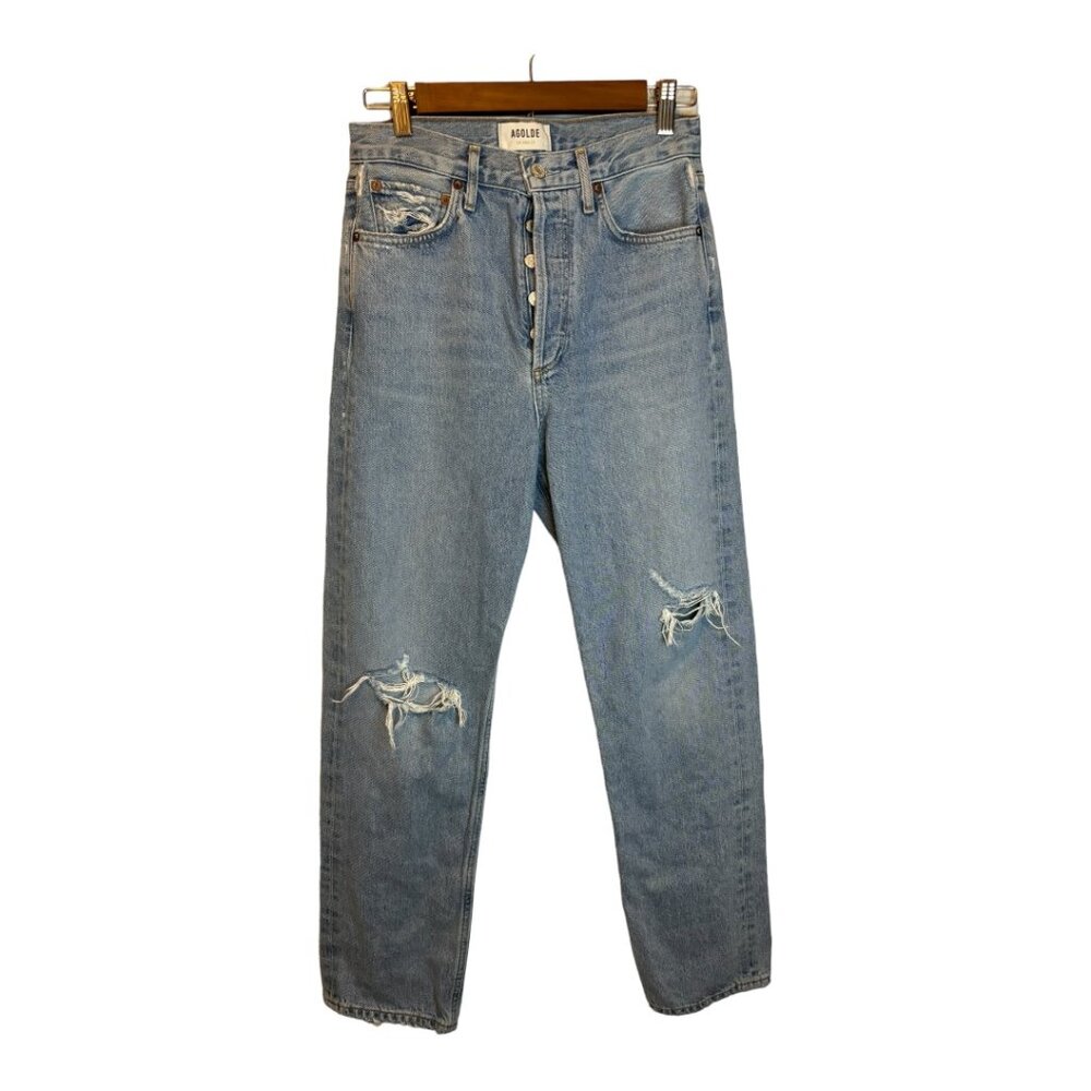 AGOLDE Jeans Women's Size 24 90s Ultra High Rise Straight Distressed Denim